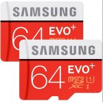 2pcs samsung micro sd evo plus - 64 go - microsdxc - uhs - i - grade 1 - class 10