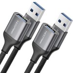 2x 1, 5m c�ble rallonge usb 3. 0 5gbps (usb a m�le vers a femelle) - connecteurs en aluminium et c�ble ...