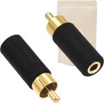 2x adaptateur prise rca male fiche mini jack 3, 5mm femelle mono plaqu or minijack marque francaise
