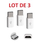 3 adaptateurs micro usb vers usb type - c blanc ¿ convertisseurs universels otg pour charge et transfert ...