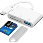 3 in 1 usb c card reader - micro sd tf memory compatible with pad pro, chromebook, xps, galaxy s10 / ...