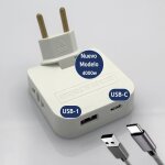 3 - starsadaptateur mural plat avec 2 sorties schuko et 2 ports usb (type 1 et type c), triple connecteur ...