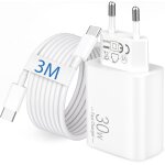30w chargeur rapide avec usb - c 3m long c�ble pour iphone 17 / air / 16 / 16e / 15 pro max plus, ipad ...