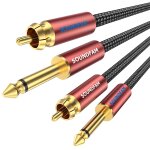 3m c�ble rca vers 6. 3mm jack, 2 - male rca vers 2 - male 1 / 4'' grand jack c�ble d'interconnexion audio ...