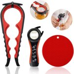 3pcs ouvre bocal manuel, multifonctionnel 5 en 1 ouvre bouteille, 4 en 1 d�capsuleur, ouvre bocaux pour ...