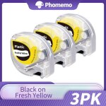 3pk - ruban d'tiquettes sans fil phomemo p12, compatible avec les tiqueteuses dymo letratag, en plastique, ...
