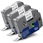 3x 0. 47 12mm x 8m noir sur transparent compatible ruban pour brother tze - 131 tze131 tz - 131 pour ...