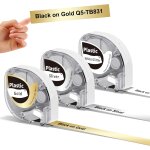 3x ruban d'�tiquettes p12&p12 - pro 12mm x 4m noir sur multicolore q5 - tb831 / tb931 / tbl231 bande ...