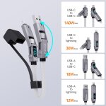 4 - en - 1 porte cls charge cable usb c vers usb c rapide cble multi fast chargetype c nylon tress, ...