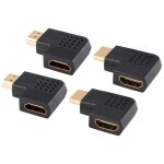 4 - pack plat hdmi adaptateur, coud 90 degrs adaptateur hdmi plat vertical mle vers femelle coud ...