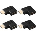 4 pices adaptateur hdmi de 90 degrs et 270 degrs, adaptateur hdmi mle  femelle  angle gauche et ...