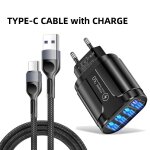 4 ports usb chargeur rapide charge rapide 3. 0 48w mur t�l�phone portable charge rapide pour iphone samsung ...