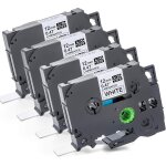 4 ruban etiqueteuse pour brother tz231 tze231, 12mm 0. 47 x 8m ruban etiqueteuse cassette ruban pour ...