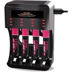 4 slots chargeur piles rechargeable charge rapide pour aa aaa rechargeable avec port usb - c (4 slots ...