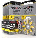 40 piles pour appareils auditifs rayovac extra 10. - 5 ampoules de 8 piles