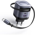 45w usb c fast charger with built - in retractable cable gan tech compatible with galaxy s25 ultra plus ...