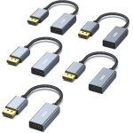 4k adaptateur displayport vers hdmi unidirectionnel [coque en aluminium, nylon tress�] lot de 5