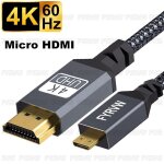 4k braided 1m cble micro hdmi vers hdtv 4k pour appareil photo, compatible avec gopro, raspberry pi ...