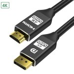 4k mtal - 1. 8m - cble dp vers hdmi mle vers mle, port d'affichage displayport vers hdmi, adaptateur ...