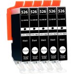 5 cartouches d'encre compatible avec canon cli - 526 noir - petite pour canon pixma ip4850 ip4950 ix6550 ...