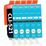 5 cartouches d'encre avec puce compatible avec canon cli - 521 (cyan) pour canon pixma ip3600 ip4600 ...