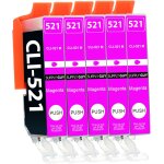 5 cartouches d'encre avec puce compatible avec canon cli - 521 (magenta) pour canon pixma ip3600 ip4600 ...