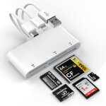 5 in 1 multi memory card reader, lightning c - usb a adapter for sd / tf / cf / micro sd / xd / ms, high ...