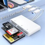5 in 3 sd card reader, usb c & lightnin & usb - a 3 connector sd card adapter for iphone otg to sd / ...