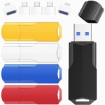 5 pack 32gb usb 3. 0 flash drive with usb - c adapters and lanyards - high speed usb flash drive for ...