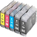 5 pack ink cartridges replacement for brother lc - 1000 lc - 970 dcp 130c 135c 150c 330c 350c 540cn 560cn ...