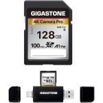 [5 years free data recovery] gigastone 128gb sd card with usb type c card reader, 4k camera pro, a1 v30 ...
