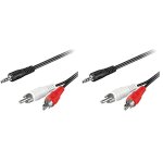 50196 cble adaptateur audio / vido - prise stro 3, 5 mm vers 2x prise rca - 3, 0 mtres (lot de 2)[z830] ...