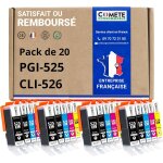 525xl 526xl - 20 cartouches d'encre compatibles avec canon pgi - 525 cli - 526 / pg525 cl526 - pour canon ...