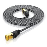 5m cble rseau plat cat 7 rj45 - cble langigabit ethernet - revtement en tissu tress noir - 10gbps ...