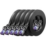 5x 0. 25m flat cat7 network cable (cat 7 with 10gbps) gigabit lan - rj45 ethernet short flat patch cable ...