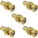 5x fiche m�le � adaptateur jack femelle rca coupleur de connecteur coaxial rf plaqu� or pour equipements ...