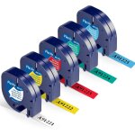 5x compatible avec recharge dymo letratag ruban 12mm x 4m, etiquette 91201 91202 91203 91204 91205 pour ...