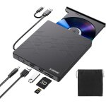6 en 1 lecteur cd externe pour pc, usb 3. 0 type c cd / dvd + / - rw graveur dvd externe avec lecteur ...