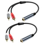 6, 35 mm c�ble audio st�r�o vers 2rca c�ble r�partiteur audio en y 1 / 4 pouce femelle vers 2rca m�le ...