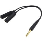 6. 35mm 1 / 4 pouce mono m�le � double prise jack femelle adaptateur audio s�parateur c�ble 30cm rallonge ...