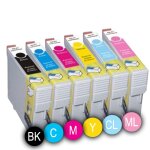 6 cartouches d'encre ink pro non oem pack couleurs t0801 bk - t0804 y pour epson stylus photo rx685