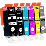 6 cartouches d'encre avec puce compatible avec canon pgi - 525 / cli - 526 pour canon pixma mg6150 mg6200 ...