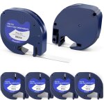 6 x ruban compatible pour recharge dymo etiqueteuse pour recharge dymo letratag ruban 12mm x 4 m etiquetteuse ...