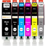 6 xl cartouches compatible avec canon pgi 525 cli 526 pour pixma mg6150 mg6250 mg8150 mg8240 mg8250
