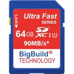 64gb 90mb / s ultra fast memory card for canon digital ixus 185, class 10 sd sdxc camera