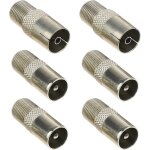 6pcs coupleur coaxial d'antenne tv femelle  mle pour cbles d'antenne satellites coaxiaux connecteur ...