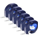 6x compatible pour dymo letratag plastique 91221 / 91201 noir sur blanc recharge dymo ruban pour etiqueteuse ...