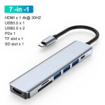 7 en 1 - adaptateur usb hub vers type - c, r��partiteur usb 3 0, hdmi 4k, pour macbook air m1 2. 0, lecteur ...