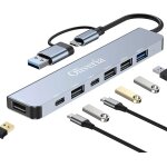 7 in 2 usb c hub multiport with ports 3. 0, 2. 0, type - c splitter for macbook air / pro, galaxy, ipad, ...