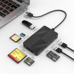 8 in 1 usb 3. 0 memory card reader, usb a to sd card reader adapter micro sd ms cf with 3 usb 3. 0 ports, ...